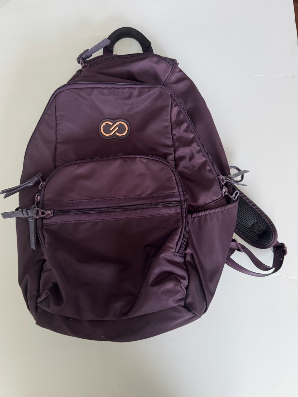 EUC Calia Carrie underwood plum purple soft satin backpack with laptop pocket